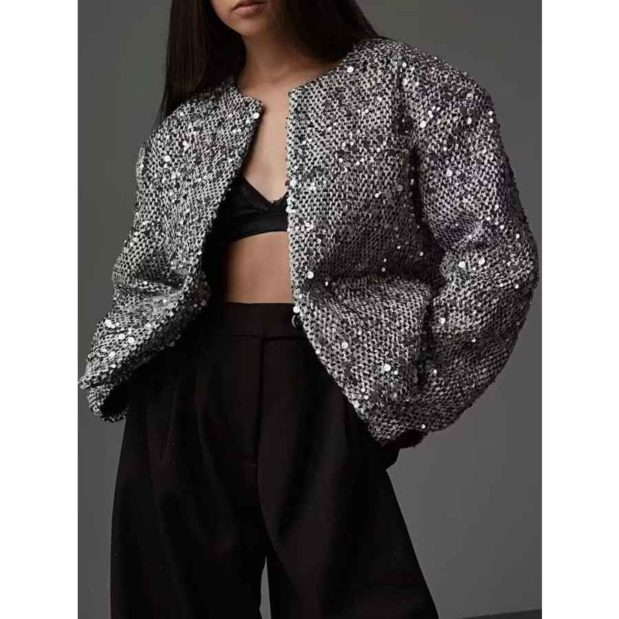 Sequin Embellished Cropped Jacket Apparel and Accessories