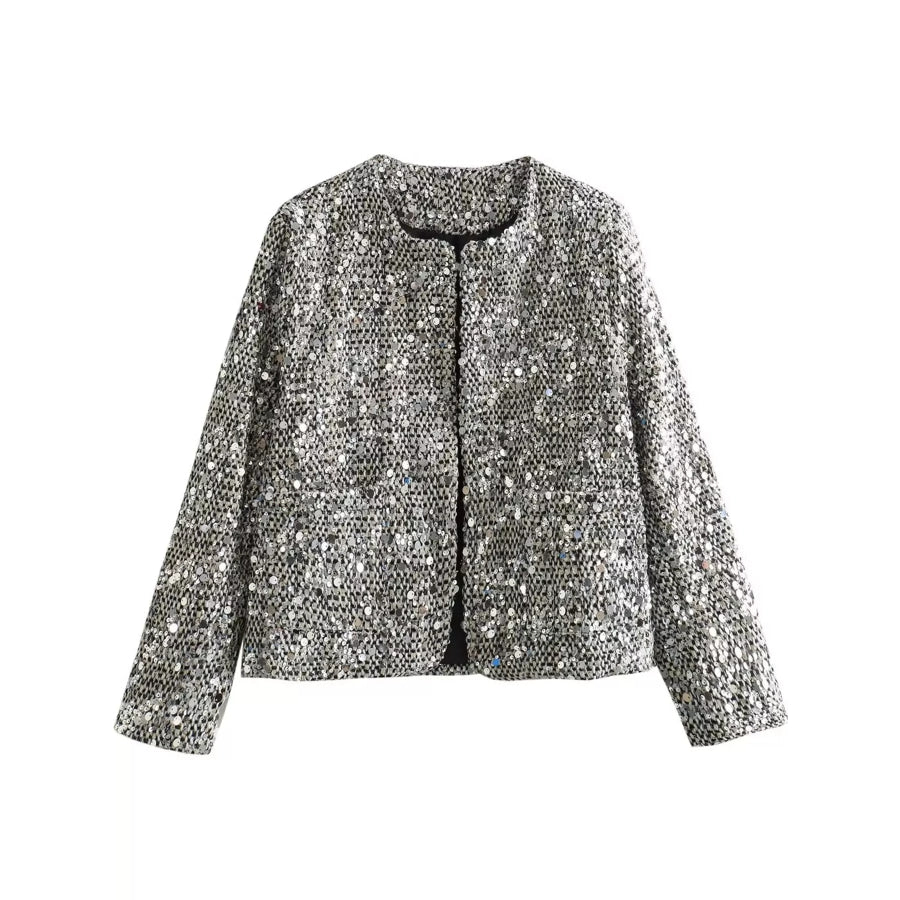 Sequin Embellished Cropped Jacket Apparel and Accessories