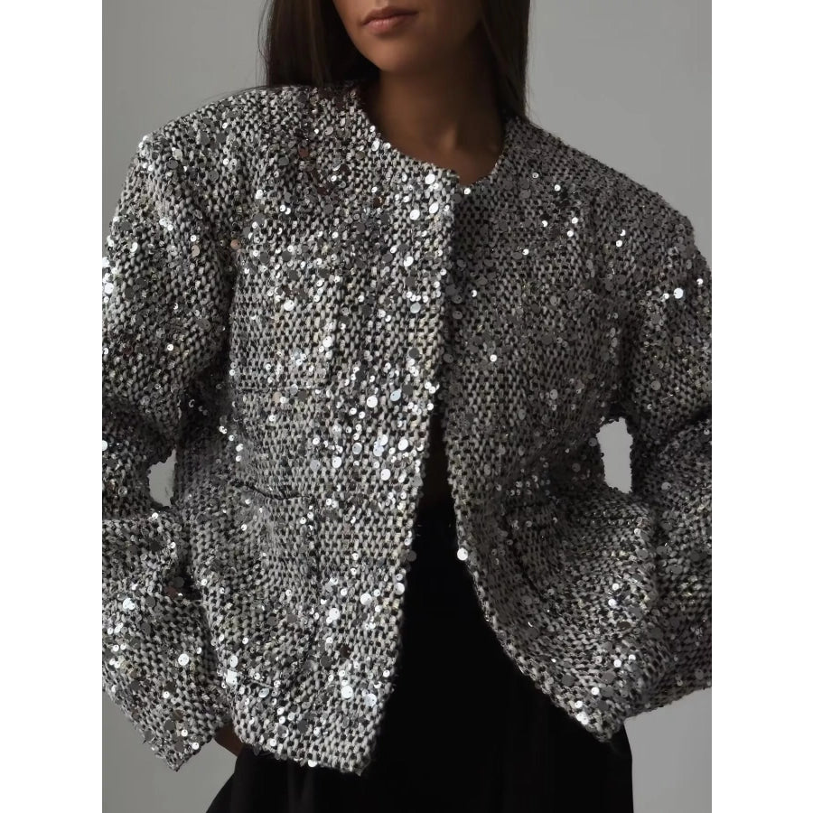 Sequin Embellished Cropped Jacket Apparel and Accessories
