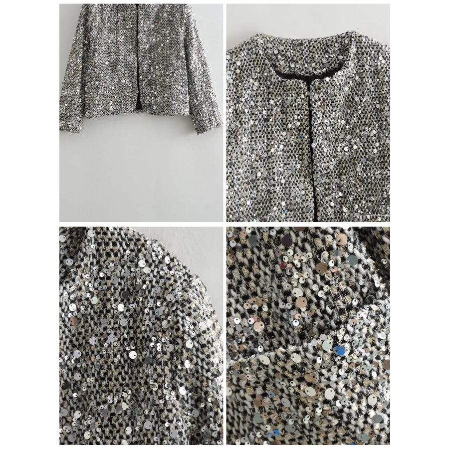 Sequin Embellished Cropped Jacket Apparel and Accessories