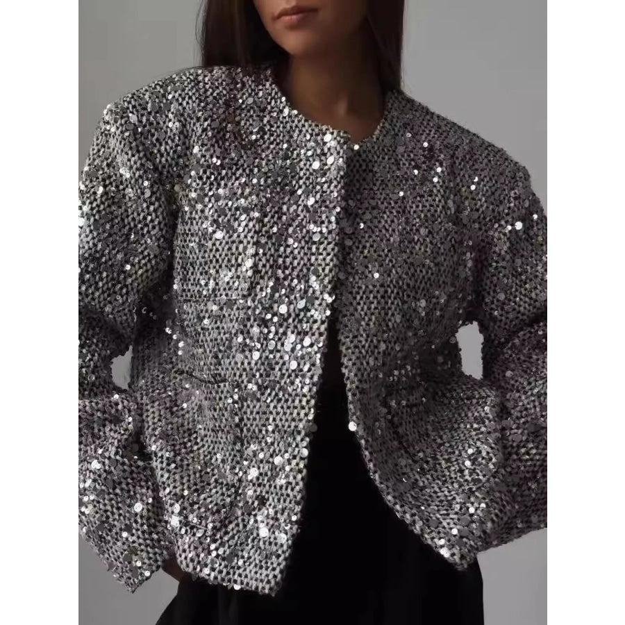 Sequin Embellished Cropped Jacket Apparel and Accessories