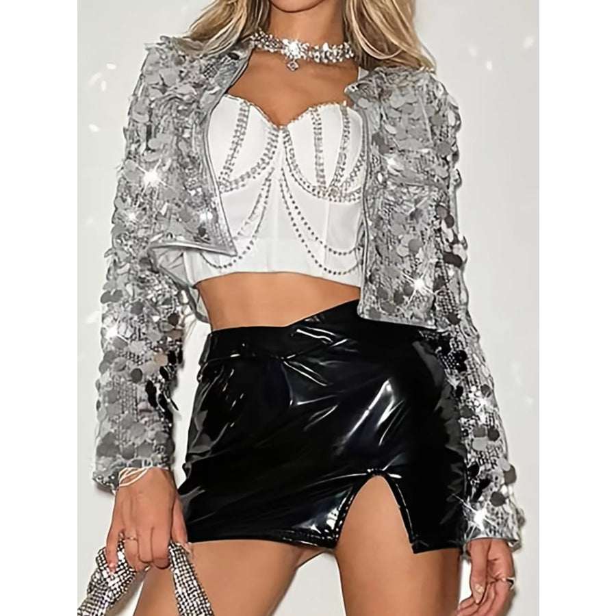 Sequin Embellished Cropped Jacket Apparel and Accessories