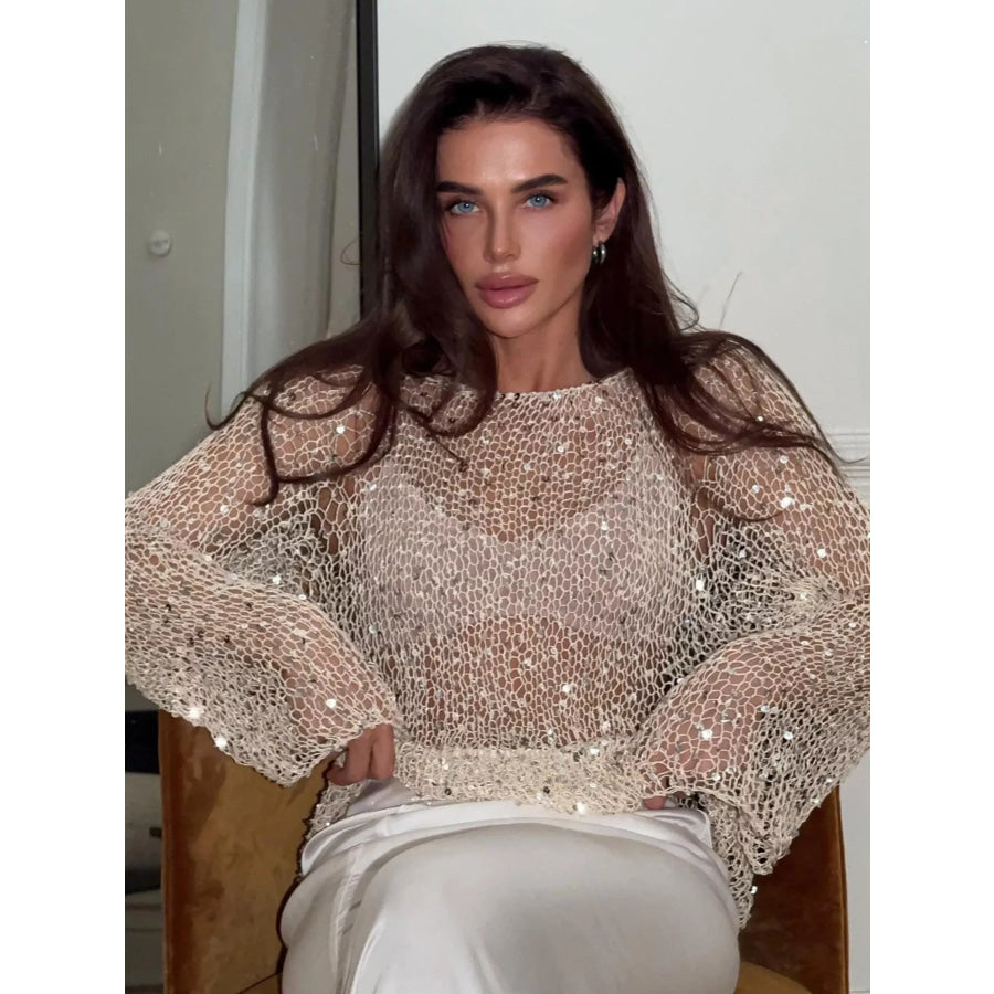 Sequin Embellished Knit Cover Up Apparel and Accessories