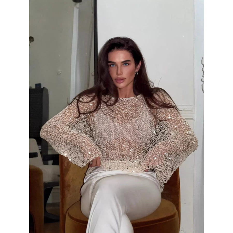 Sequin Embellished Knit Cover Up Apparel and Accessories