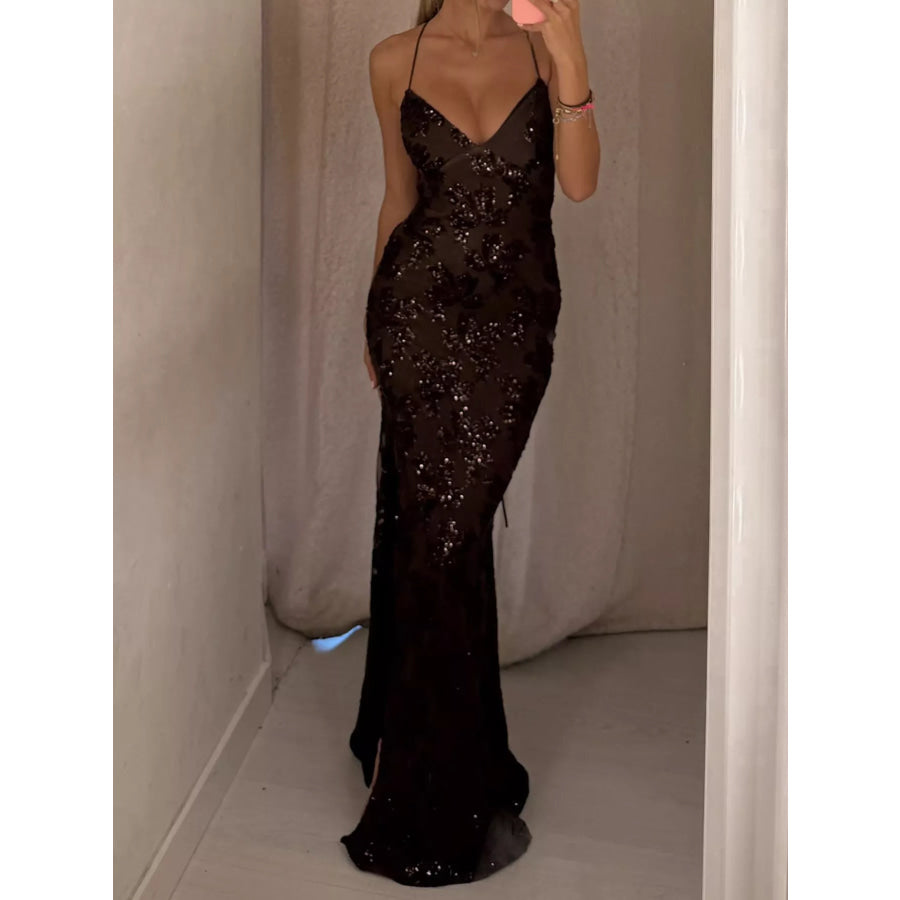 Sequin Embellished Mermaid Evening Maxi Dress Apparel and Accessories
