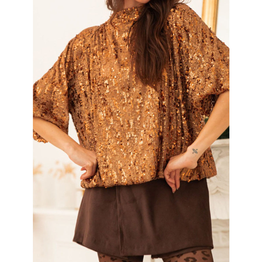 Sequin Embellished Tie-Back Blouse Apparel and Accessories