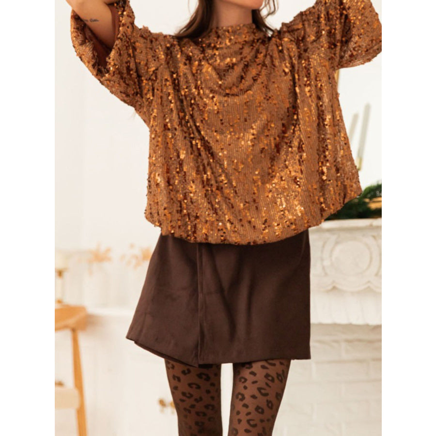 Sequin Embellished Tie-Back Blouse Apparel and Accessories