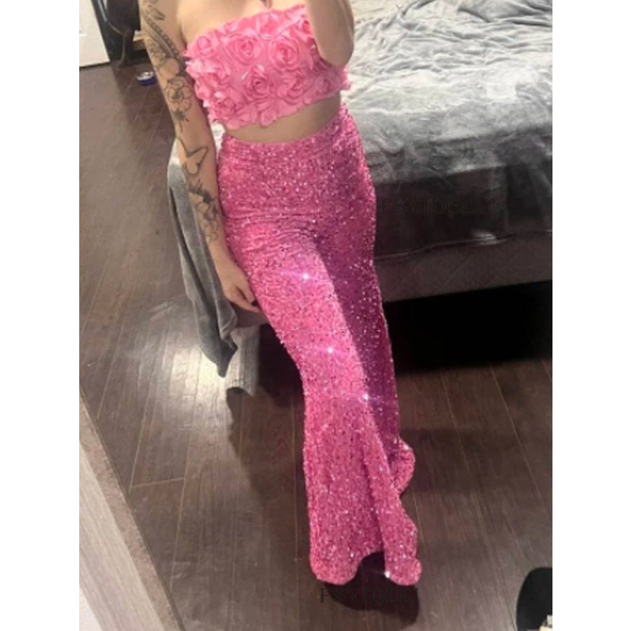 Sequin Embellished Wide Leg Pants Apparel and Accessories