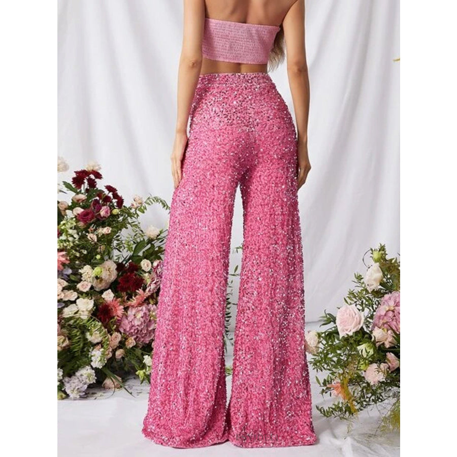 Sequin Embellished Wide Leg Pants Apparel and Accessories