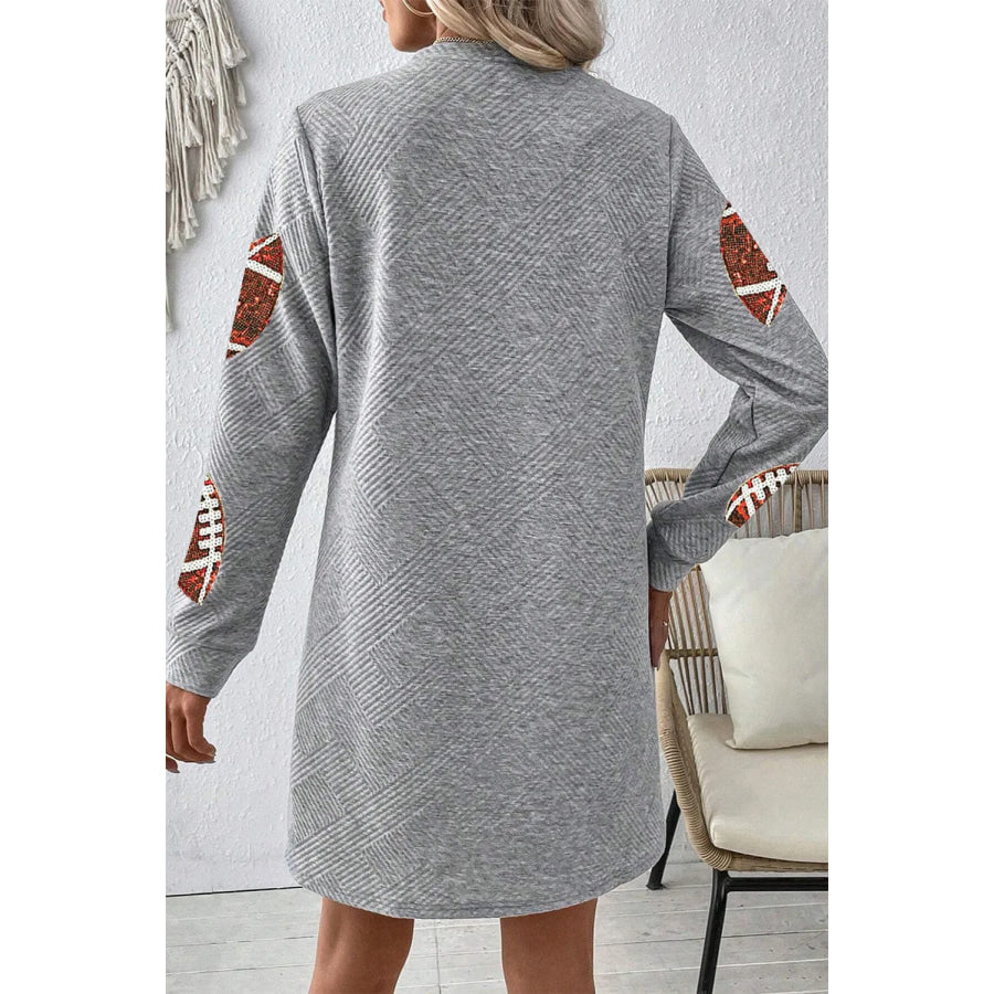 Sequin Football Long Sleeve Mini Dress Gray / S Apparel and Accessories