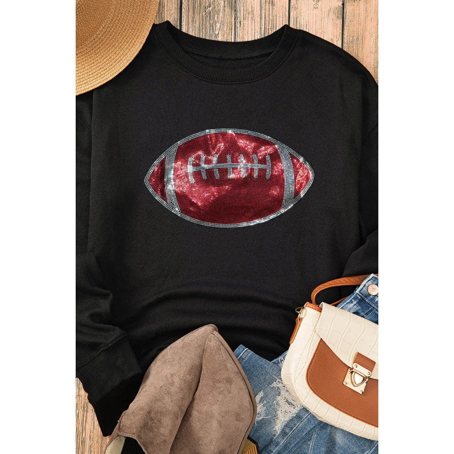 Sequin Football Long Sleeve Sweatshirt Apparel and Accessories