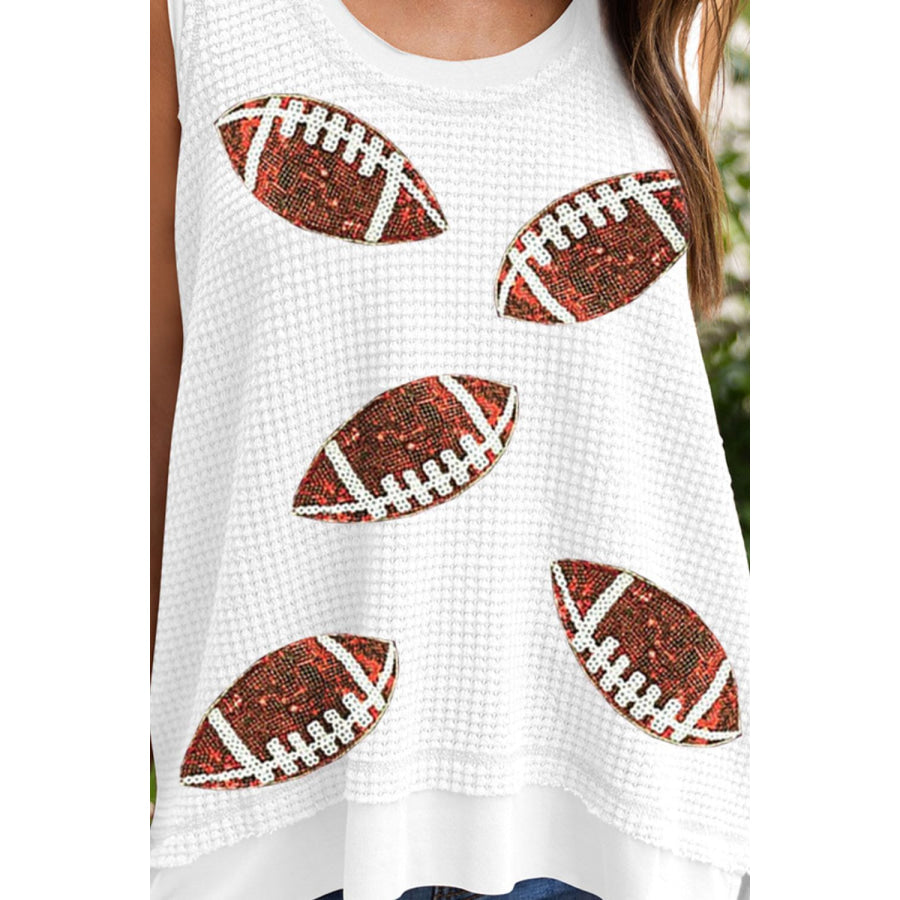 Sequin Football Round Neck Tank Apparel and Accessories