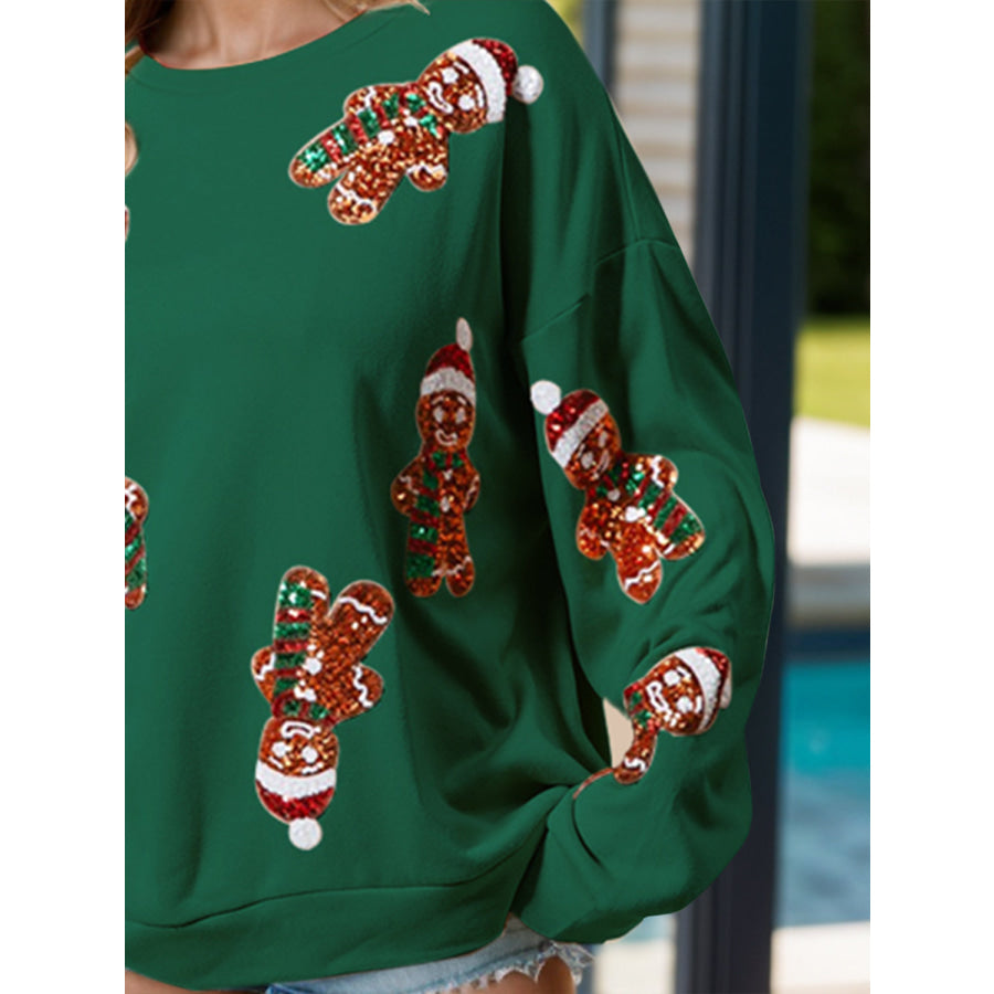 Sequin Gingerbread Man Long Sleeve Sweatshirt Apparel and Accessories