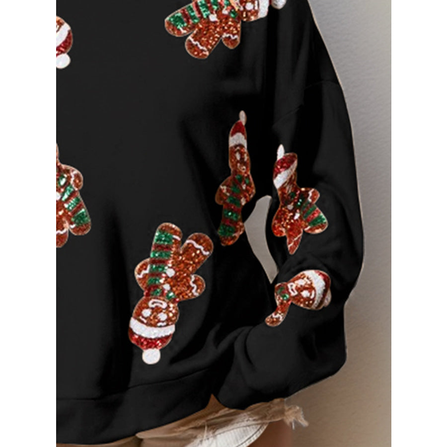 Sequin Gingerbread Man Long Sleeve Sweatshirt Apparel and Accessories