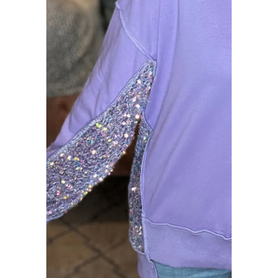 Sequin Half Button Long Sleeve Sweatshirt Apparel and Accessories