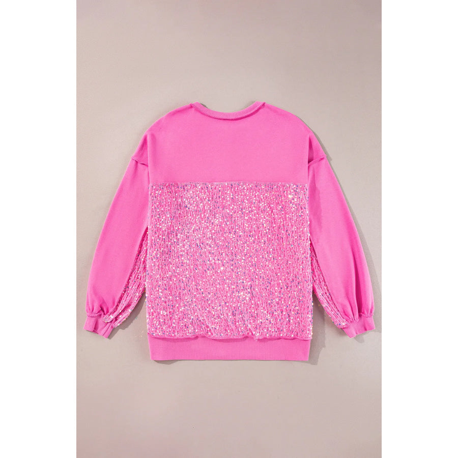 Sequin Half Button Long Sleeve Sweatshirt Apparel and Accessories