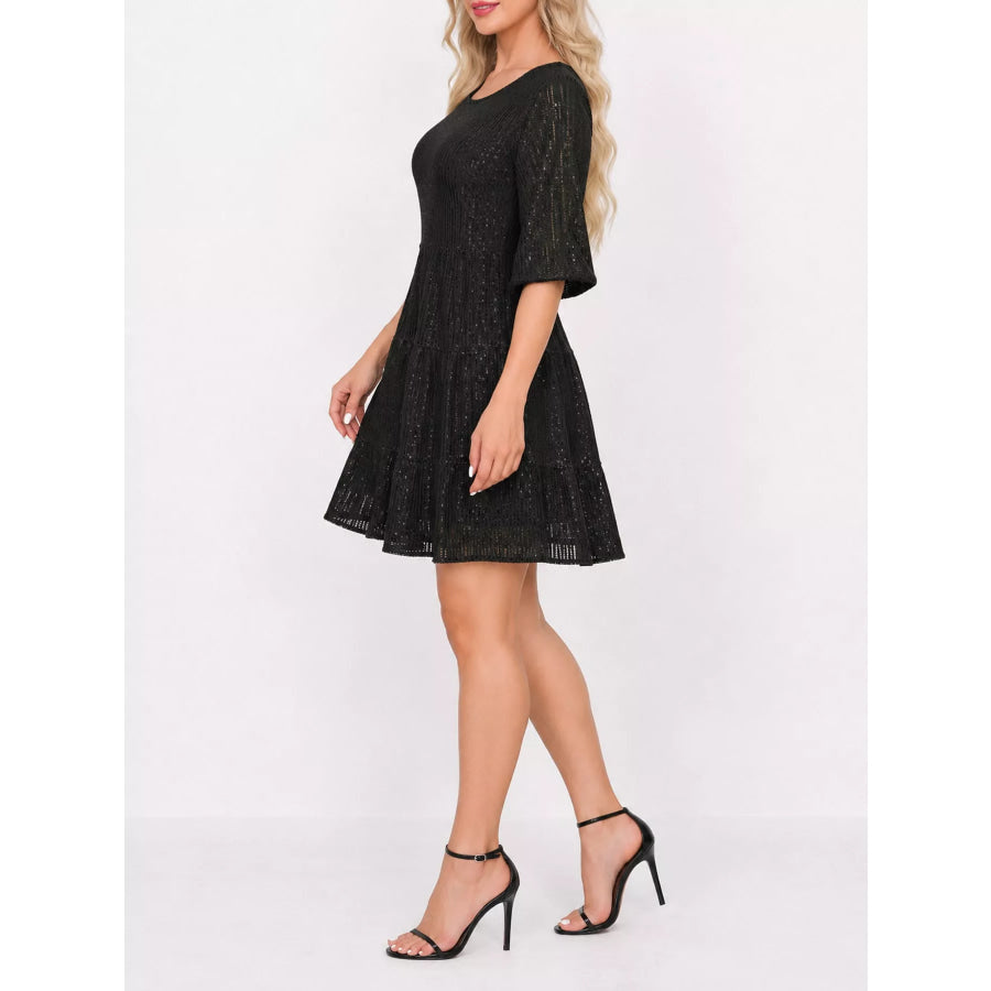 Sequin Half Sleeve Mini Dress Apparel and Accessories