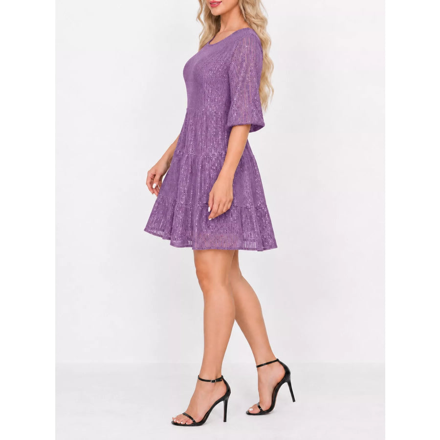 Sequin Half Sleeve Mini Dress Apparel and Accessories