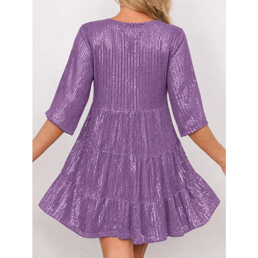 Sequin Half Sleeve Mini Dress Apparel and Accessories