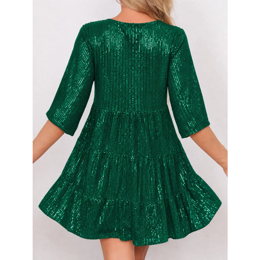 Sequin Half Sleeve Mini Dress Apparel and Accessories
