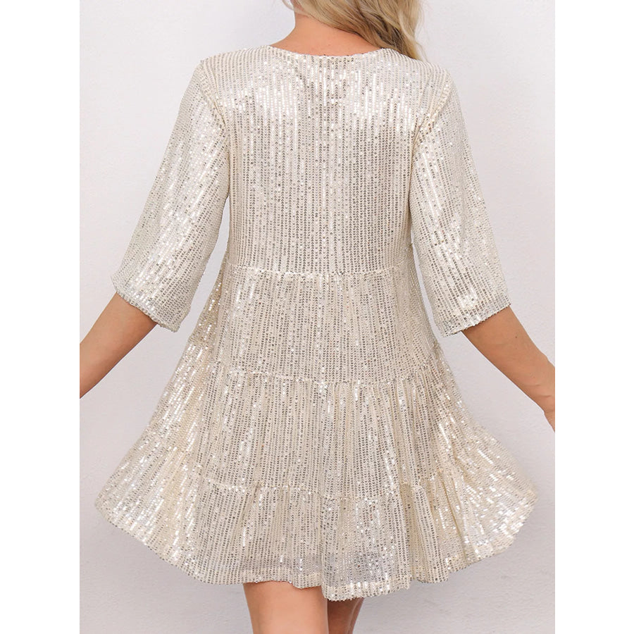 Sequin Half Sleeve Mini Dress Apparel and Accessories
