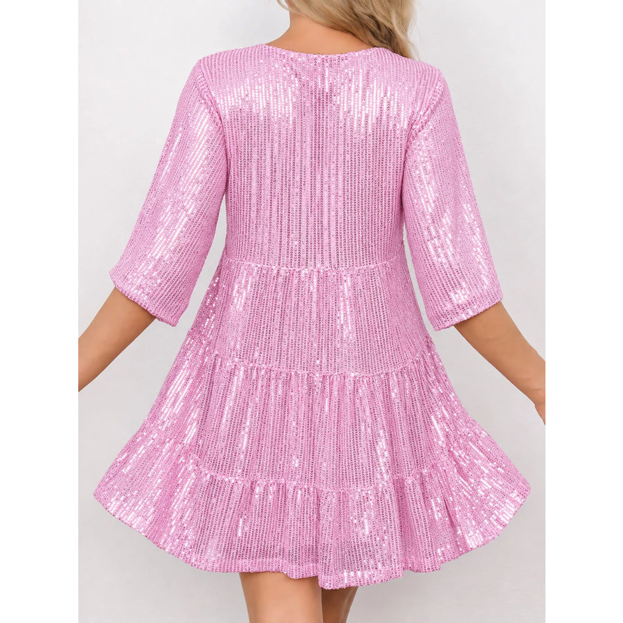 Sequin Half Sleeve Mini Dress Apparel and Accessories
