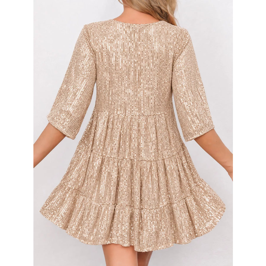 Sequin Half Sleeve Mini Dress Apparel and Accessories