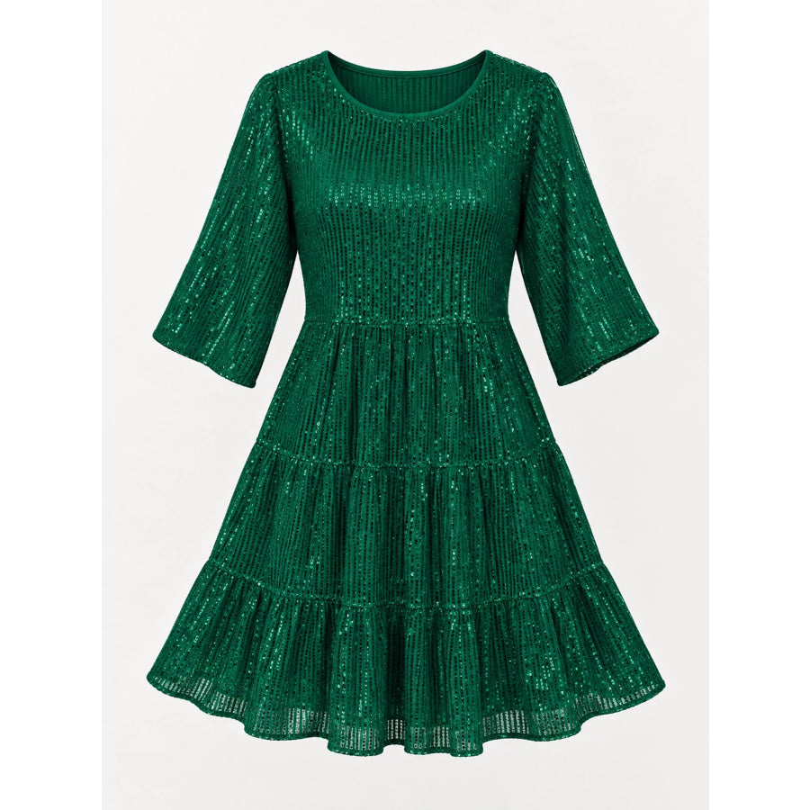 Sequin Half Sleeve Mini Dress Apparel and Accessories