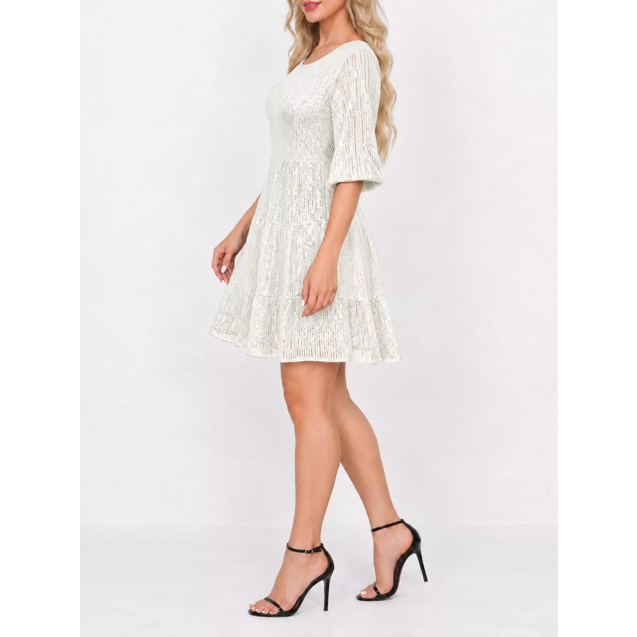 Sequin Half Sleeve Mini Dress Apparel and Accessories