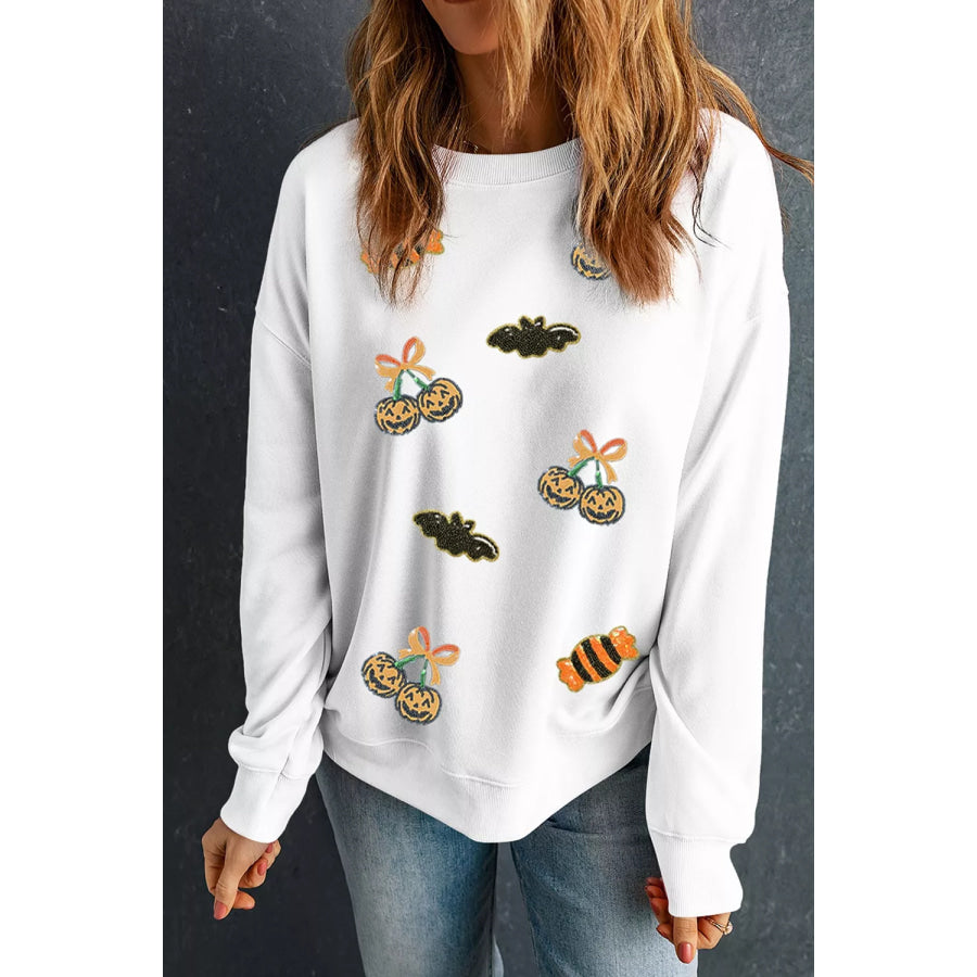 Sequin Halloween Pattern Pullover Sweatshirt Apparel and Accessories