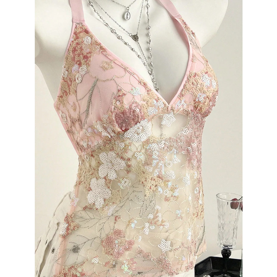 Sequin Halter Neck Cami Apparel and Accessories