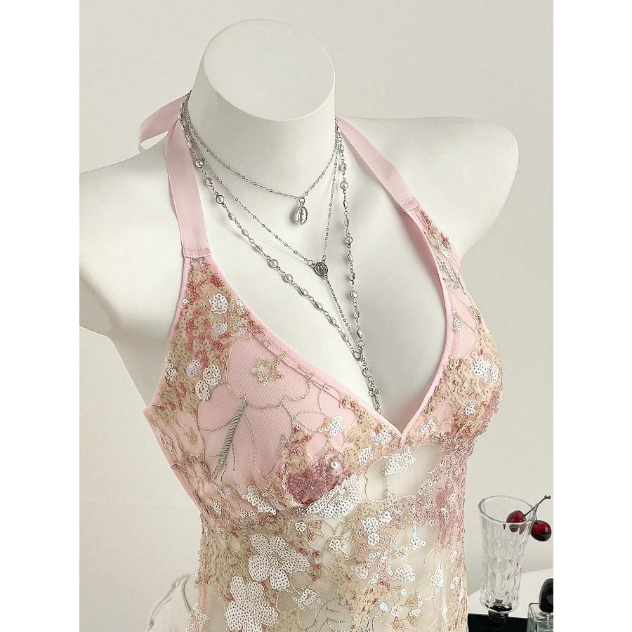 Sequin Halter Neck Cami Apparel and Accessories