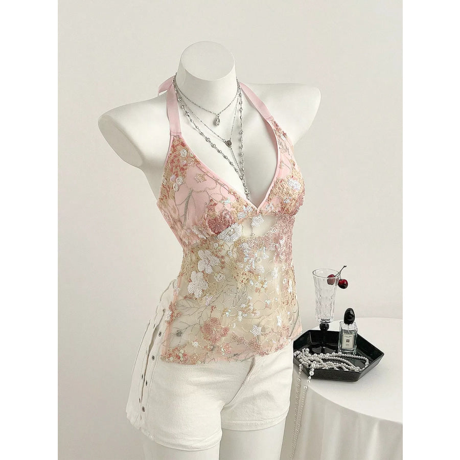 Sequin Halter Neck Cami Apparel and Accessories
