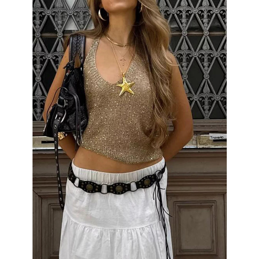 Sequin Halter Neck Cami Apparel and Accessories