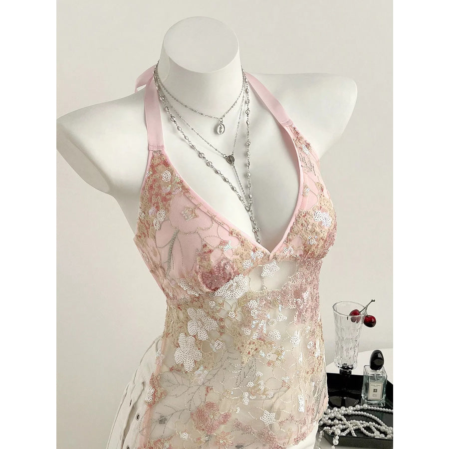 Sequin Halter Neck Cami Apparel and Accessories