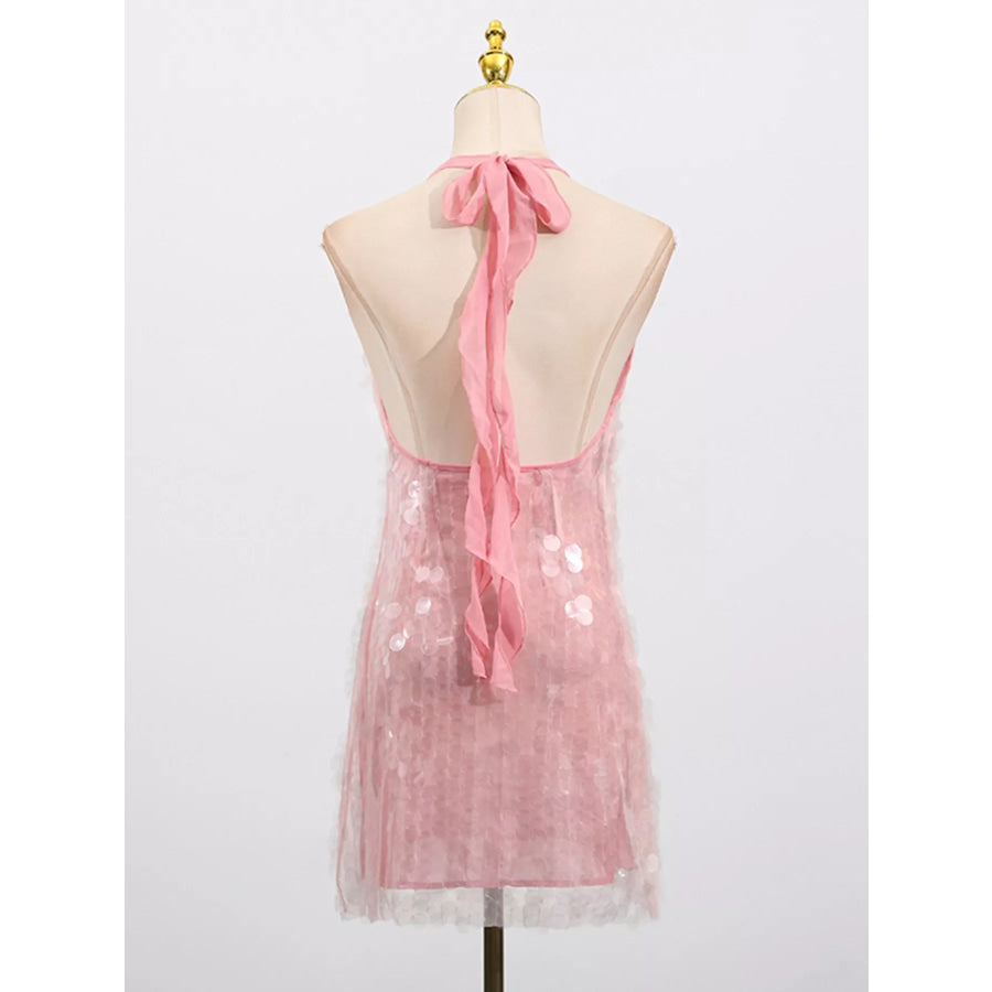 Sequin Halter Neck Mini Dress Apparel and Accessories
