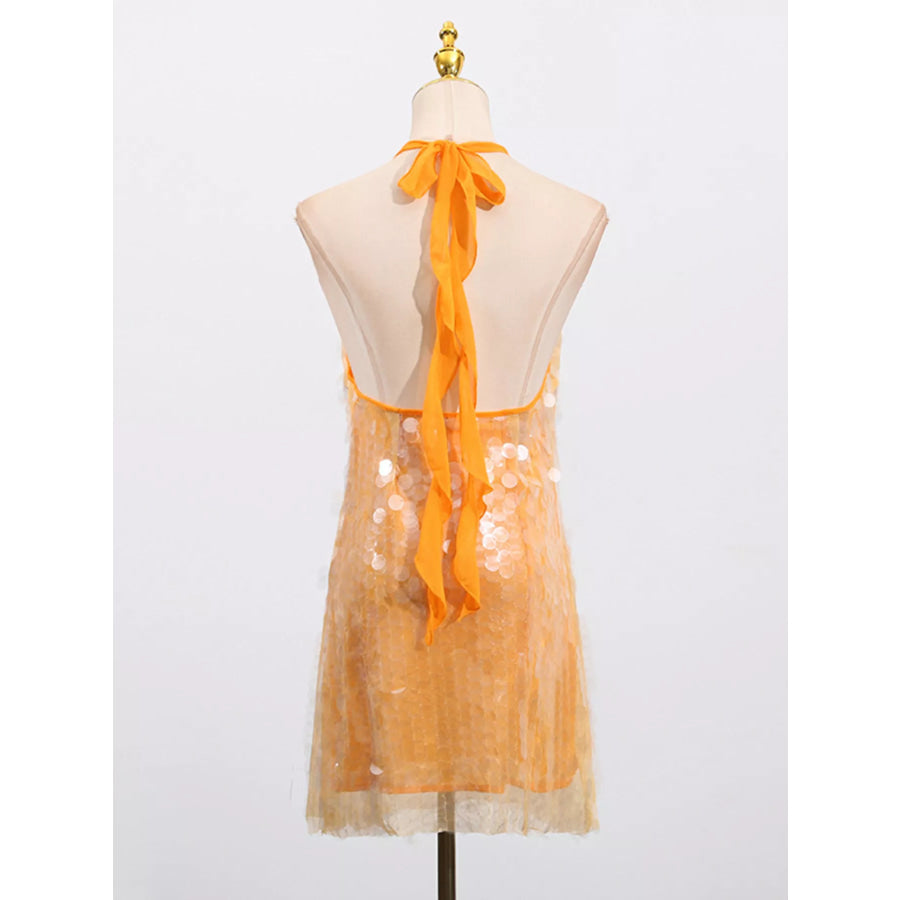 Sequin Halter Neck Mini Dress Apparel and Accessories