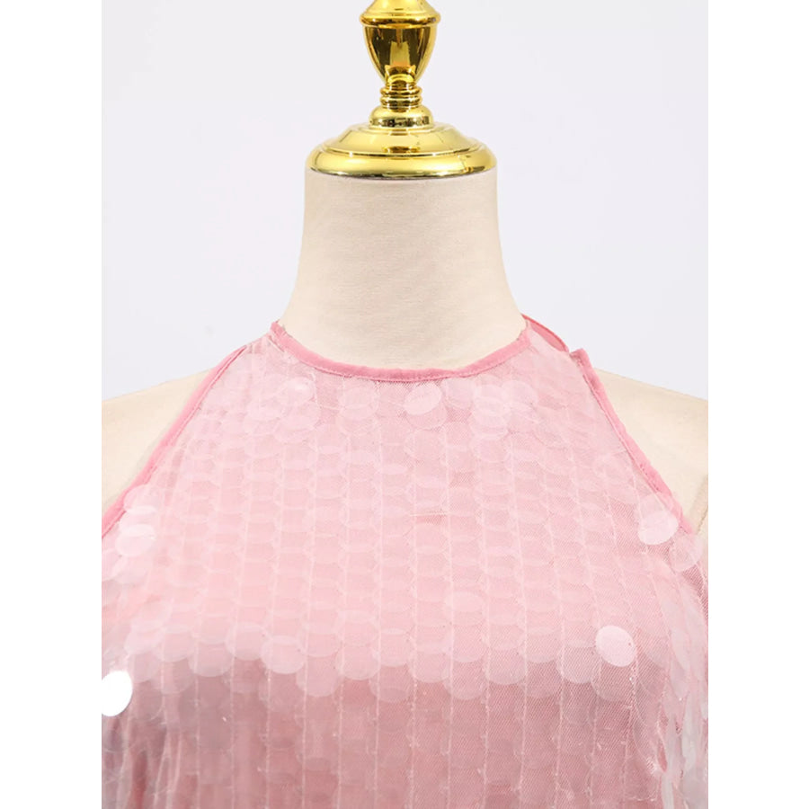 Sequin Halter Neck Mini Dress Apparel and Accessories