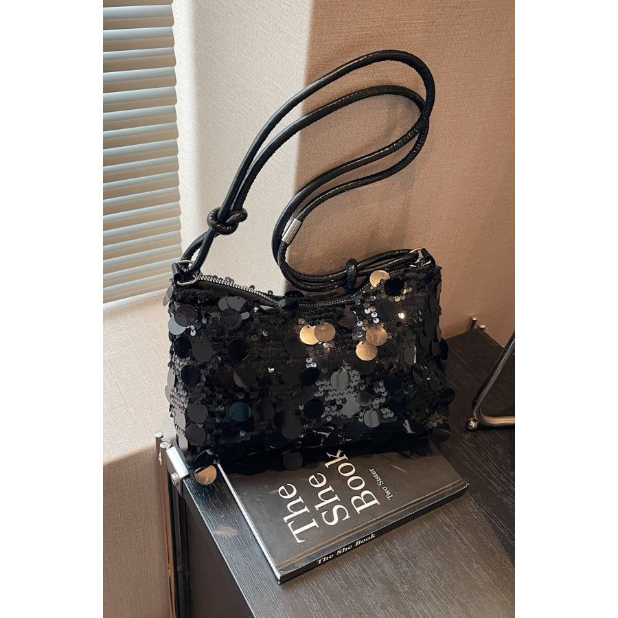 Sequin Knotted Straps Shoulder Bag Apparel and Accessories