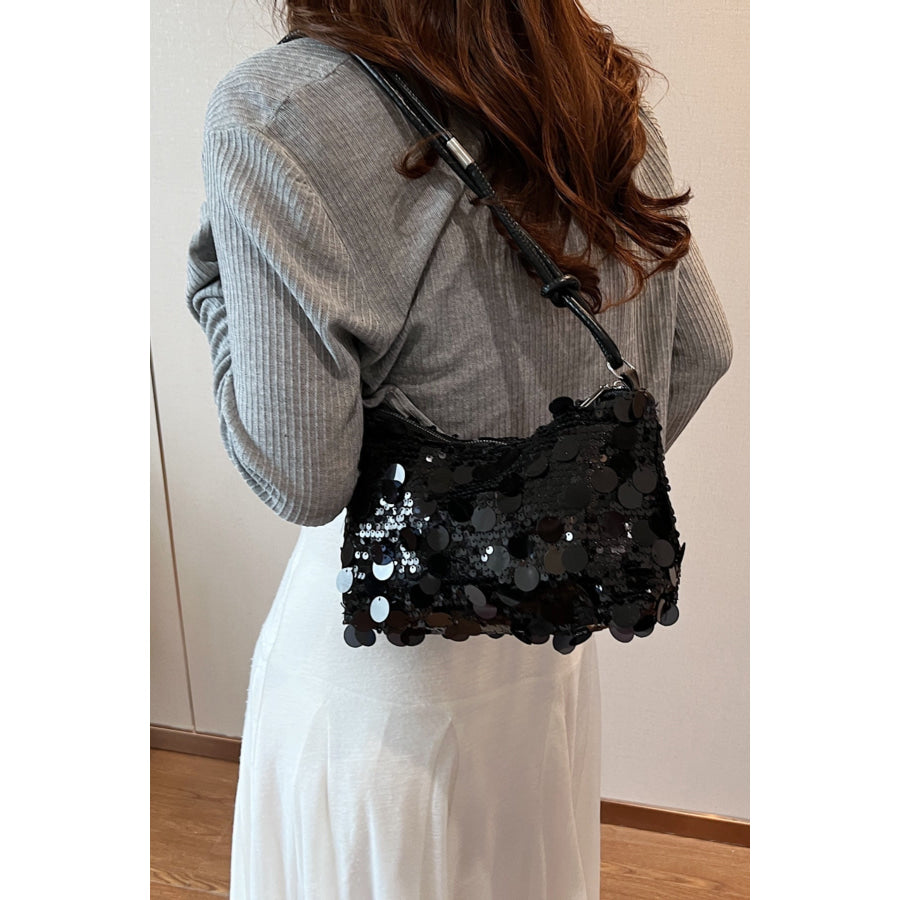 Sequin Knotted Straps Shoulder Bag Apparel and Accessories