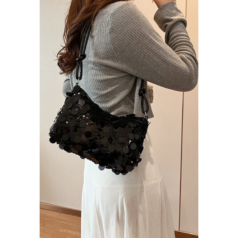 Sequin Knotted Straps Shoulder Bag Apparel and Accessories