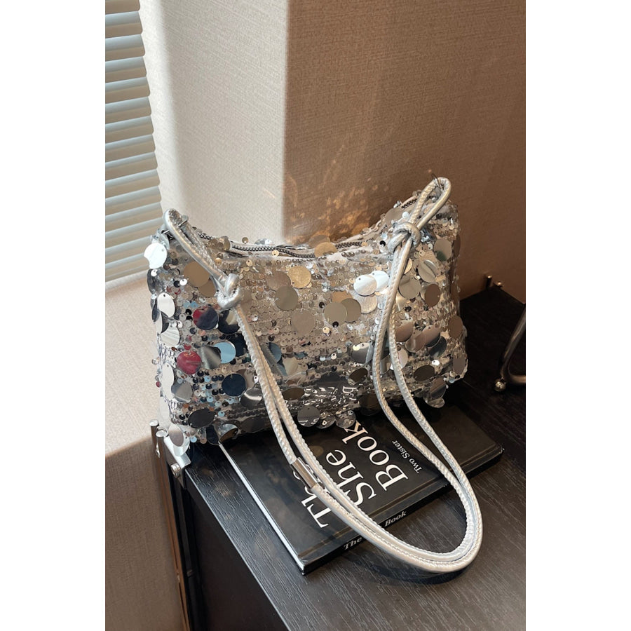 Sequin Knotted Straps Shoulder Bag Apparel and Accessories