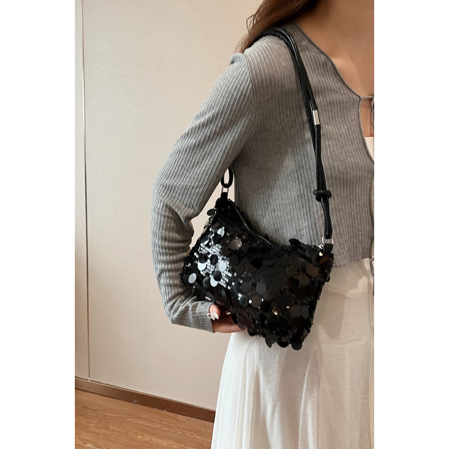 Sequin Knotted Straps Shoulder Bag Apparel and Accessories