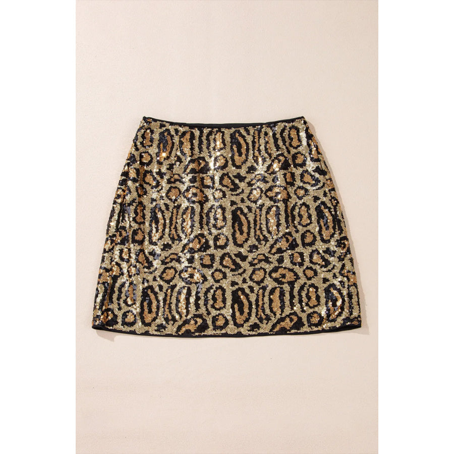 Sequin Leopard Mini Skirt Apparel and Accessories