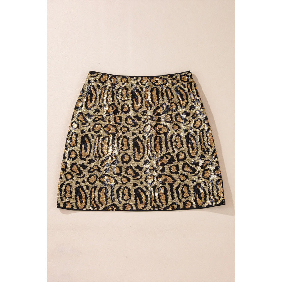 Sequin Leopard Mini Skirt Apparel and Accessories