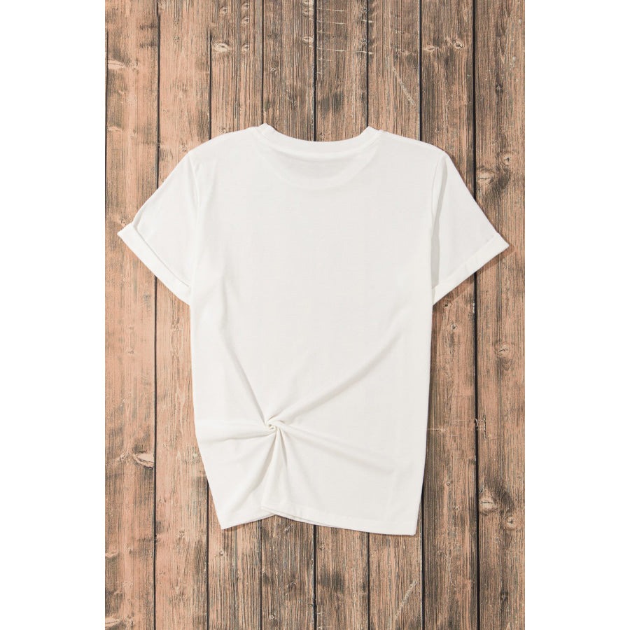 Sequin Leopard Round Neck Short Sleeve T-Shirt Apparel and Accessories