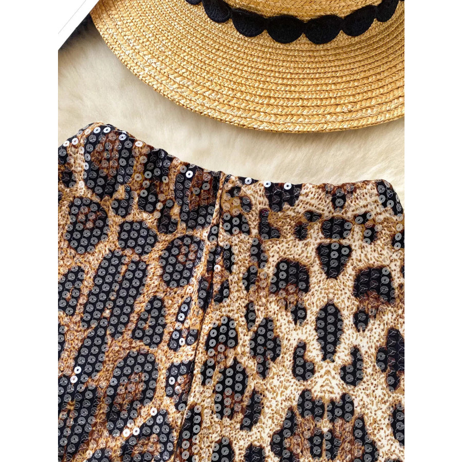 Sequin Leopard Shorts Apparel and Accessories