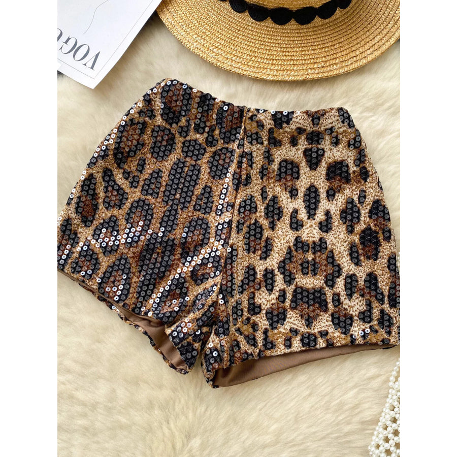 Sequin Leopard Shorts Print / S Apparel and Accessories