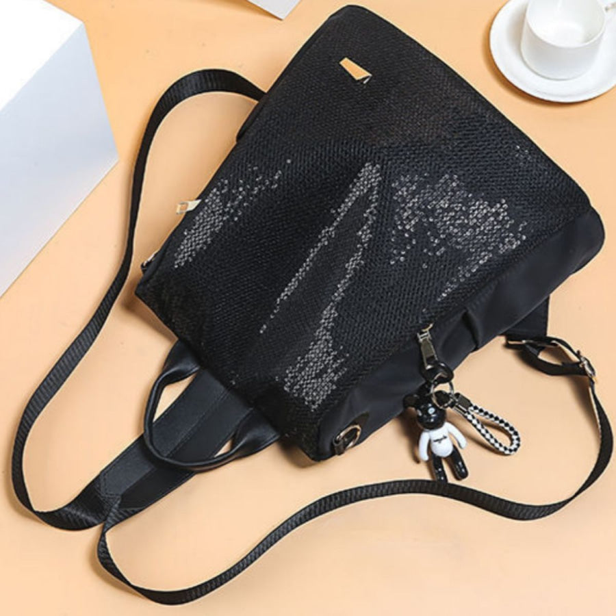 Sequin Lightweight Backpack Bag Black / One Size Apparel and Accessories