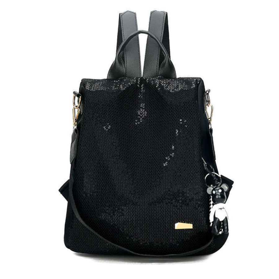Sequin Lightweight Backpack Bag Black / One Size Apparel and Accessories